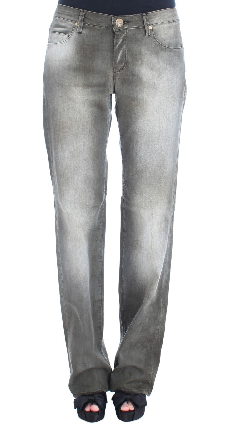 Ermanno Scervino Jeans Boyfriend Gris de Algodón Elástico de Corte Holgado