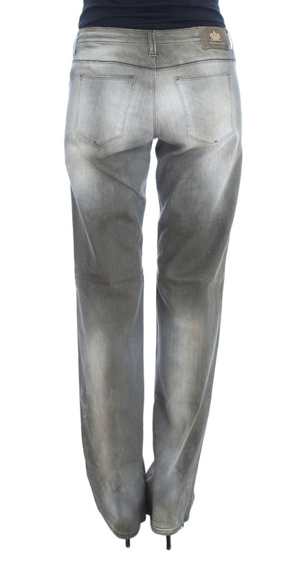 Ermanno Scervino Jeans Boyfriend Gris de Algodón Elástico de Corte Holgado