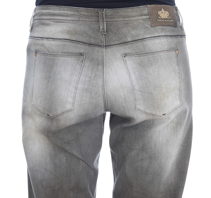 Ermanno Scervino Jeans Boyfriend Gris de Algodón Elástico de Corte Holgado
