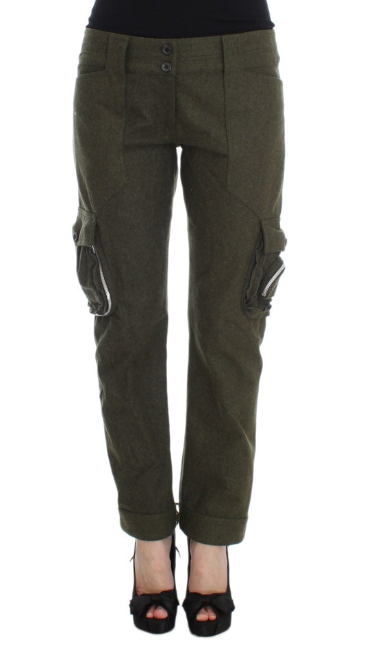 Pantalones cargo Ermanno Scervino de mezcla de lana verde de corte holgado