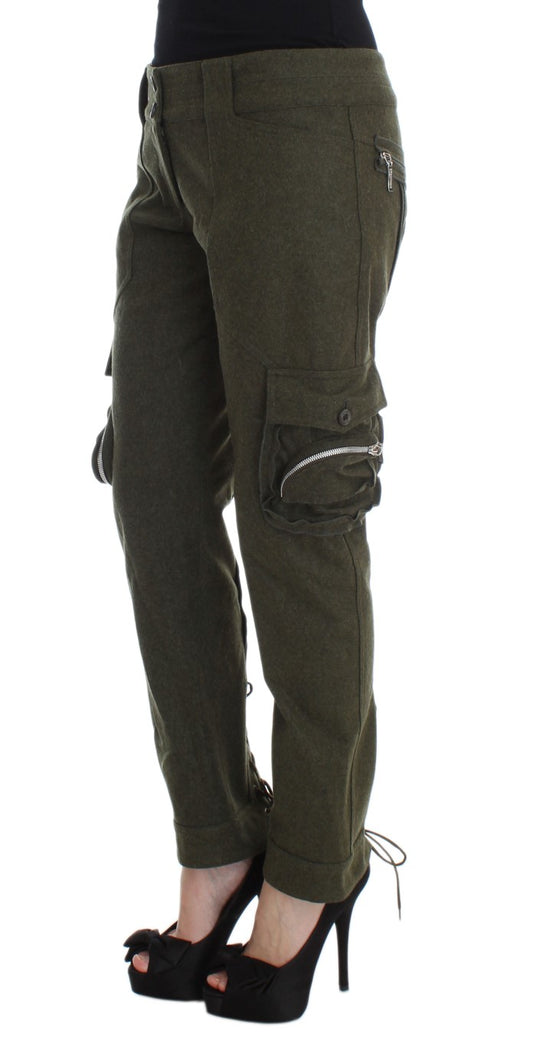 Pantalones cargo Ermanno Scervino de mezcla de lana verde de corte holgado