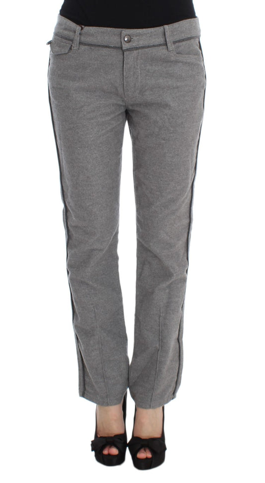 Ermanno Scervino Pantalones Casuales Grises de Algodón de Corte Recto