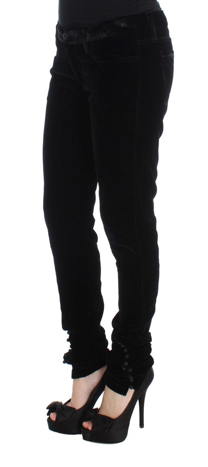 Pantalones ajustados de terciopelo negro de mezcla de viscosa de Ermanno Scervino