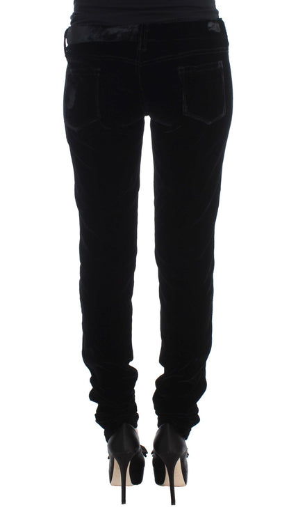 Pantalones ajustados de terciopelo negro de mezcla de viscosa de Ermanno Scervino