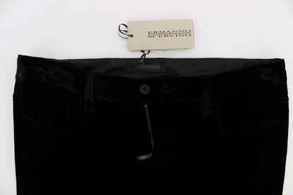 Pantalones ajustados de terciopelo negro de mezcla de viscosa de Ermanno Scervino