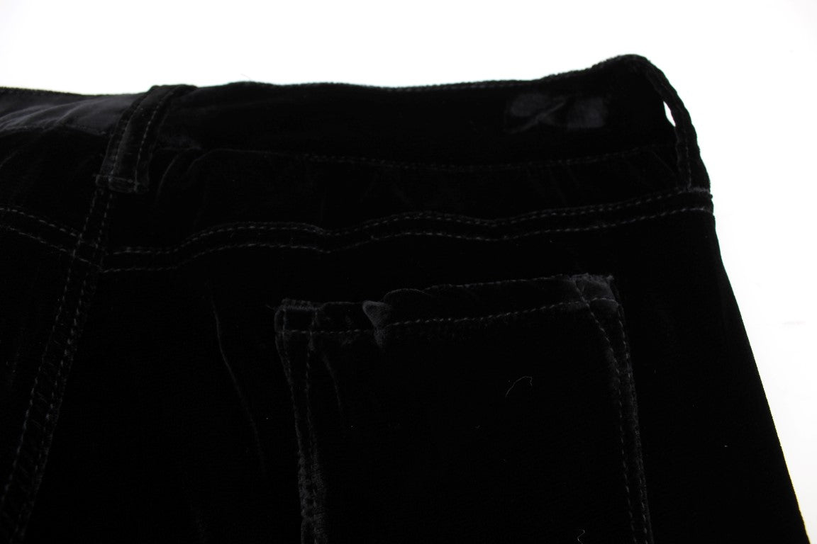 Pantalones ajustados de terciopelo negro de mezcla de viscosa de Ermanno Scervino