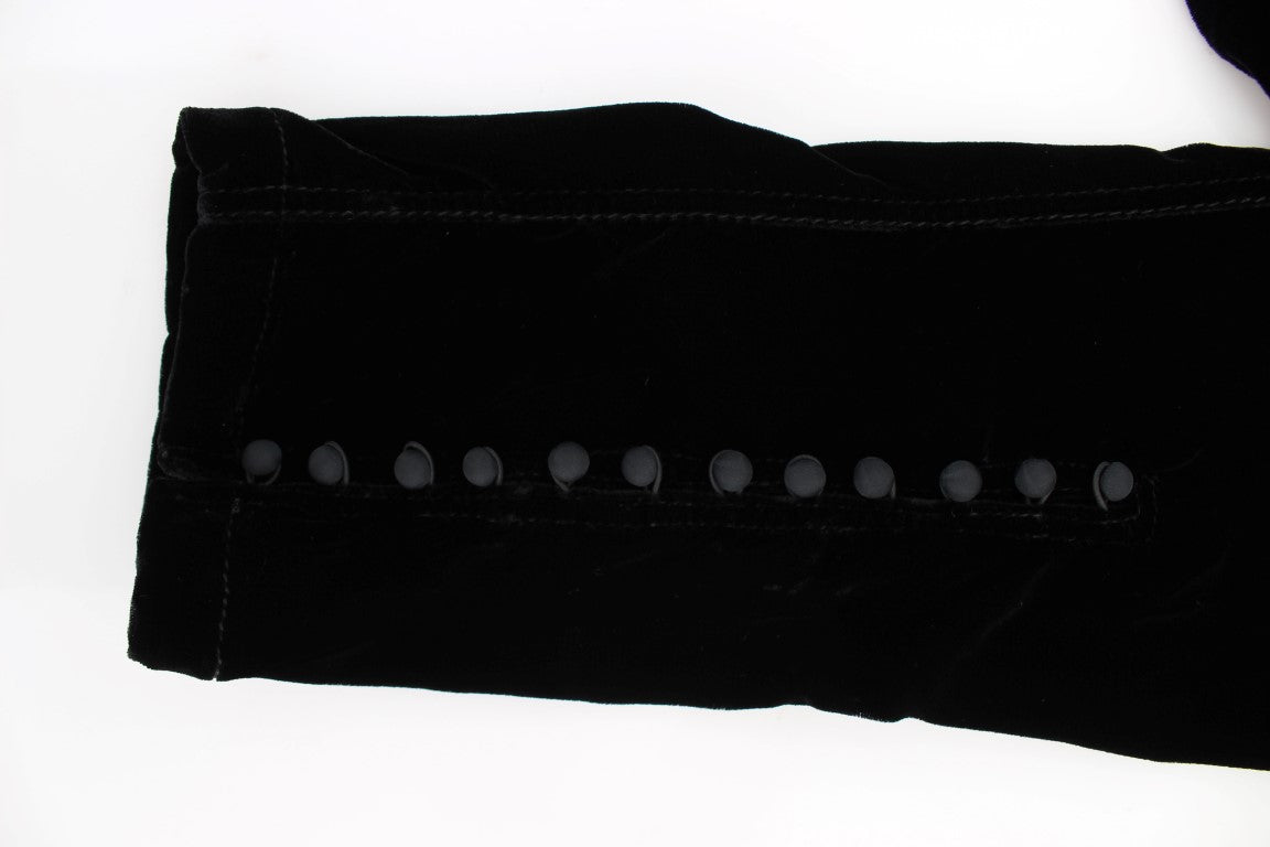Pantalones ajustados de terciopelo negro de mezcla de viscosa de Ermanno Scervino