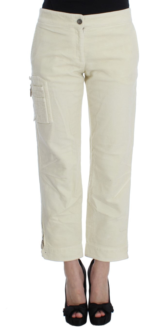 Pantalones Capri Cargo Cortos de Algodón Beige Ermanno Scervino