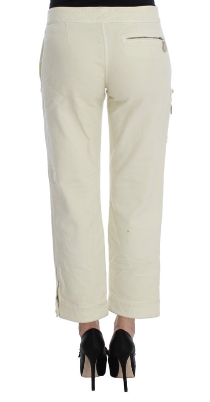 Pantalones Capri Cargo Cortos de Algodón Beige Ermanno Scervino