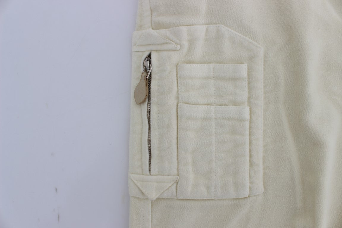 Pantalones Capri Cargo Cortos de Algodón Beige Ermanno Scervino