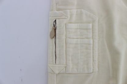 Pantalones Capri Cargo Cortos de Algodón Beige Ermanno Scervino