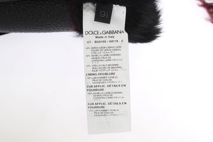 Guantes Dolce & Gabbana de piel negra y borrego burdeos