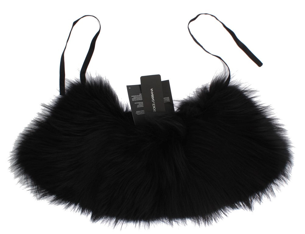 Bufanda de cuello de piel de zorro negra de Dolce & Gabbana
