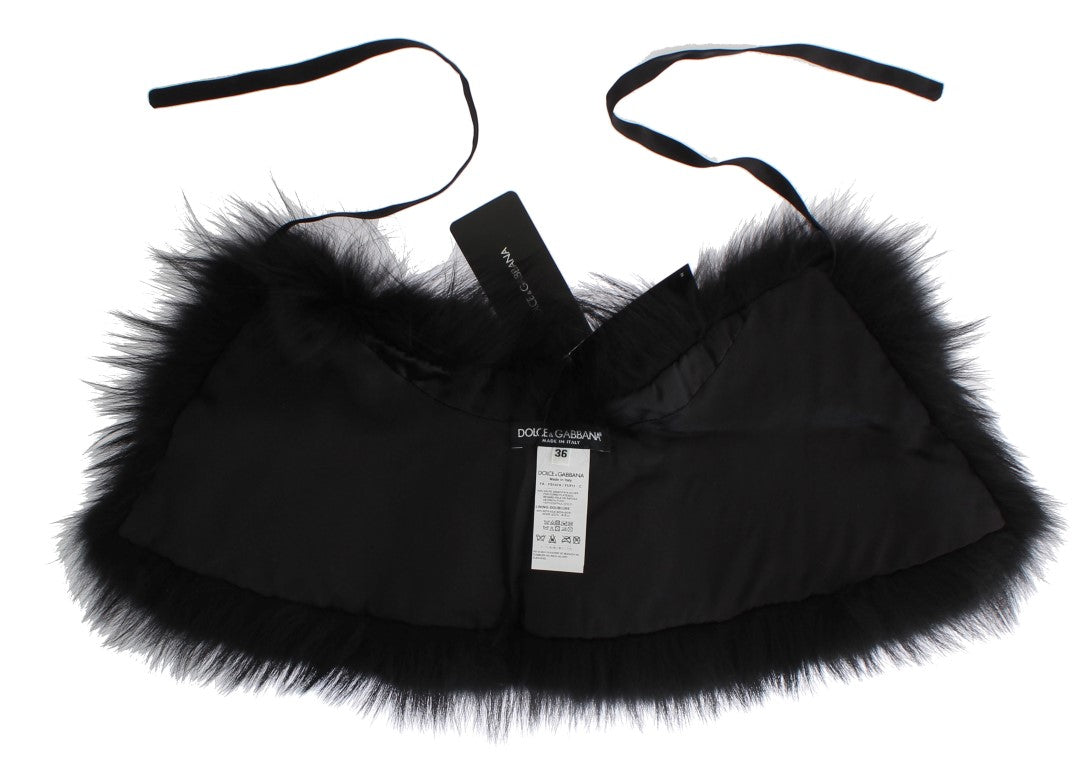 Bufanda de cuello de piel de zorro negra de Dolce & Gabbana