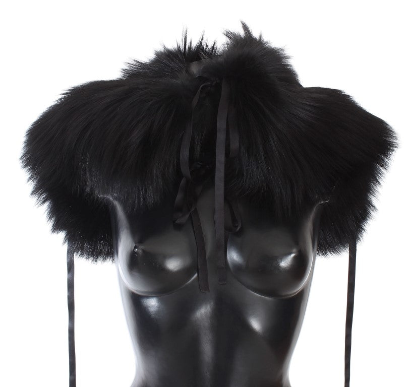 Bufanda con cuello de piel de zorro negro Dolce & Gabbana para hombros