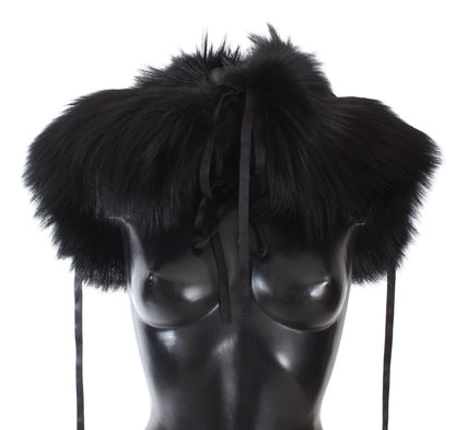 Bufanda con cuello de piel de zorro negro Dolce & Gabbana para hombros