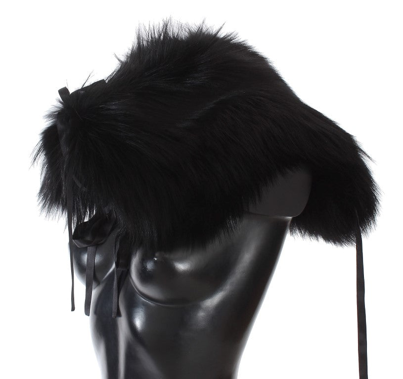 Bufanda con cuello de piel de zorro negro Dolce & Gabbana para hombros