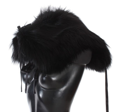 Bufanda con cuello de piel de zorro negro Dolce & Gabbana para hombros