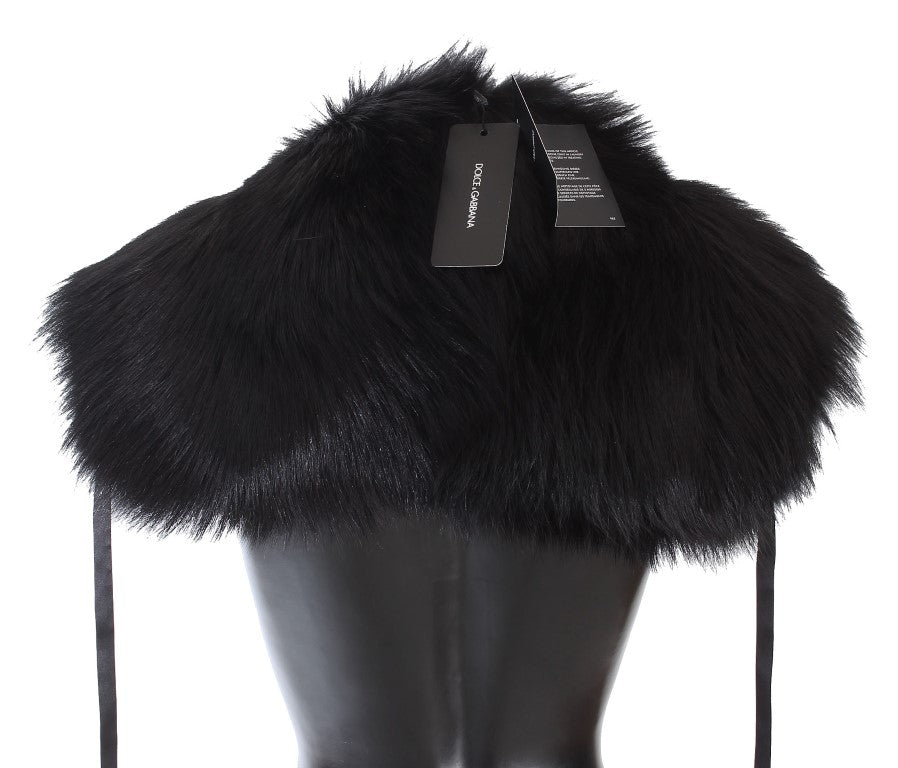 Bufanda con cuello de piel de zorro negro Dolce & Gabbana para hombros