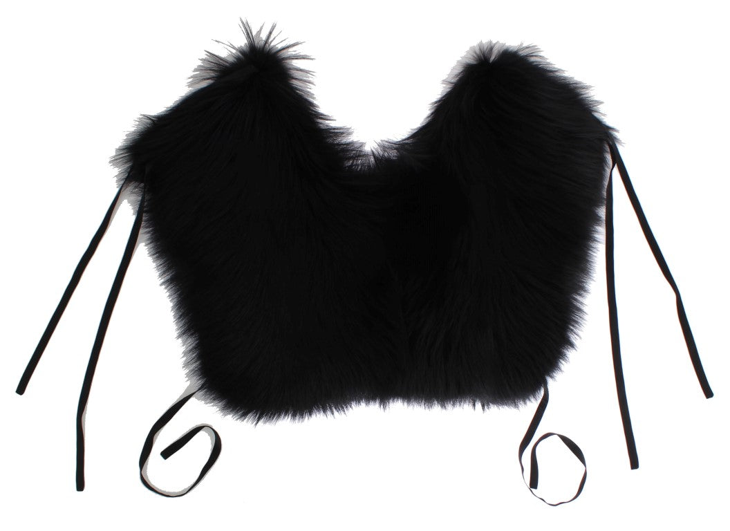 Bufanda con cuello de piel de zorro negro Dolce & Gabbana para hombros