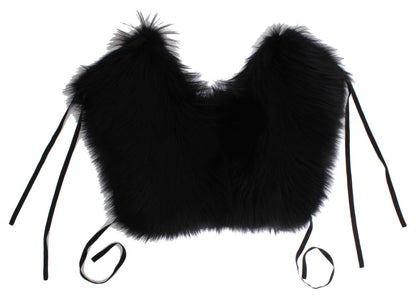 Bufanda con cuello de piel de zorro negro Dolce & Gabbana para hombros
