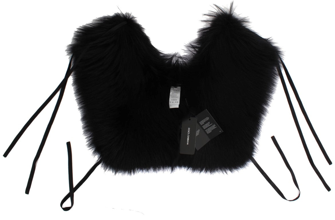 Bufanda con cuello de piel de zorro negro Dolce & Gabbana para hombros
