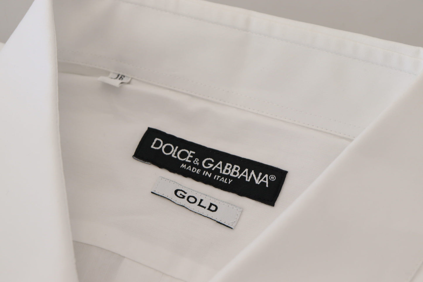 Camisa Formal DORADA de Algodón Blanco con Plumas de Pavo Real Dolce & Gabbana