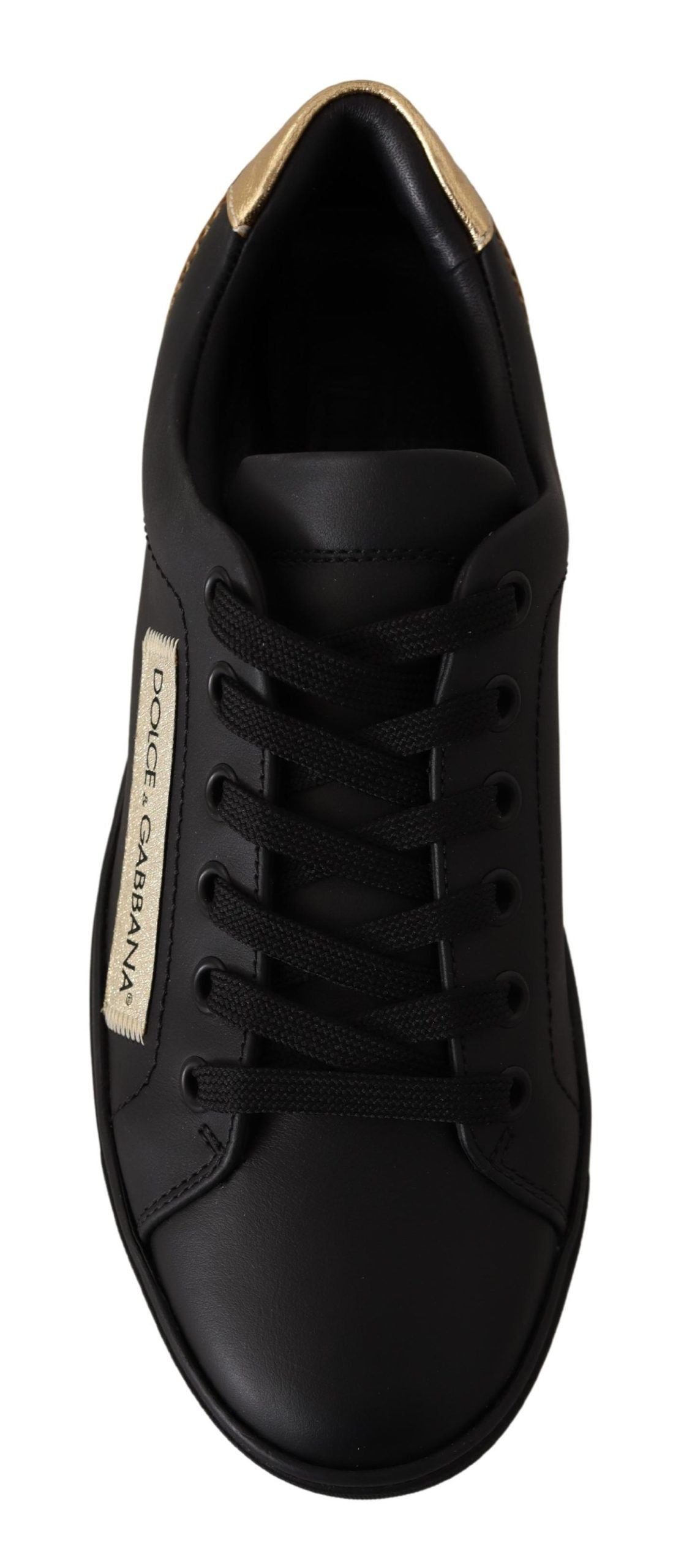 Zapatillas Bajas de Piel Dorada y Negra Dolce & Gabbana para Mujer
