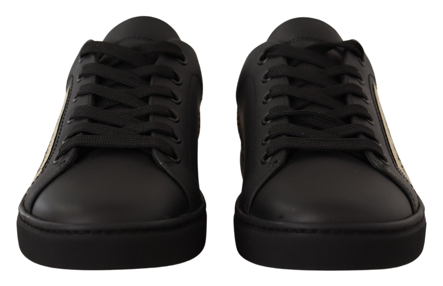 Zapatillas Bajas de Piel Dorada y Negra Dolce & Gabbana para Mujer