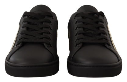 Zapatillas Bajas de Piel Dorada y Negra Dolce & Gabbana para Mujer