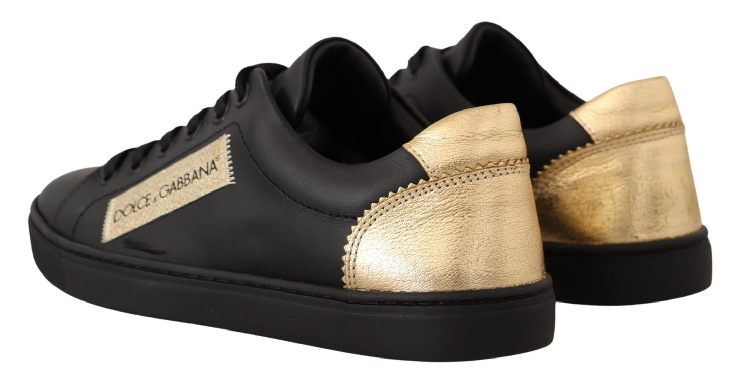 Zapatillas Bajas de Piel Dorada y Negra Dolce & Gabbana para Mujer