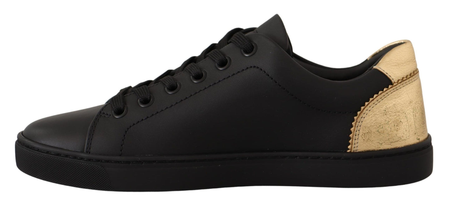 Zapatillas Bajas de Piel Dorada y Negra Dolce & Gabbana para Mujer