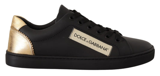 Zapatillas Bajas de Piel Dorada y Negra Dolce & Gabbana para Mujer
