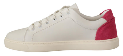 Zapatillas bajas de mujer de piel blanca y rosa Dolce & Gabbana