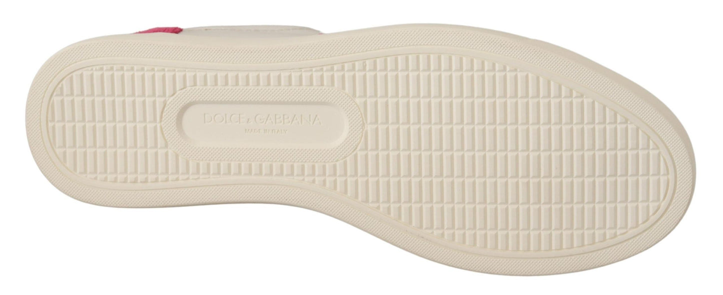 Zapatillas bajas de mujer de piel blanca y rosa Dolce & Gabbana