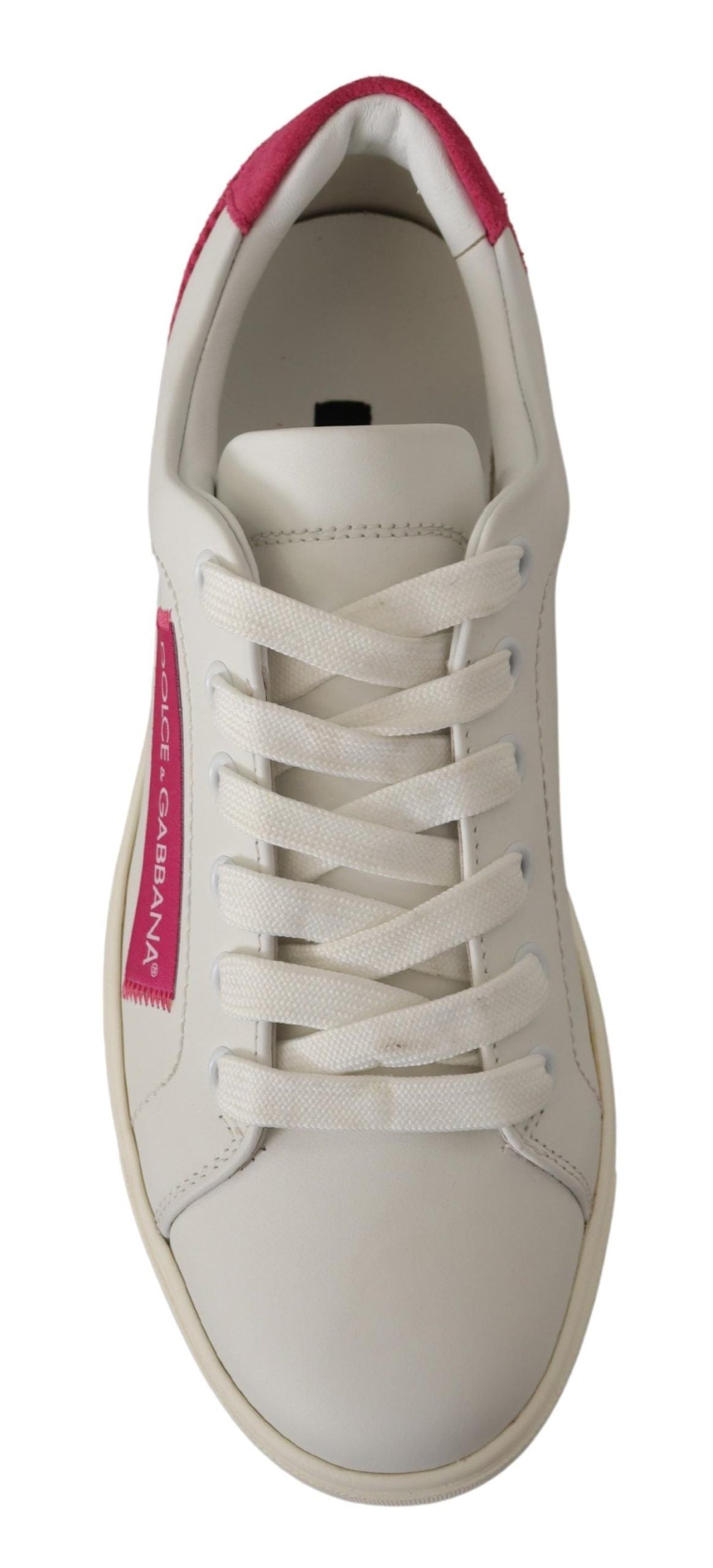 Zapatillas bajas de mujer de piel blanca y rosa Dolce & Gabbana