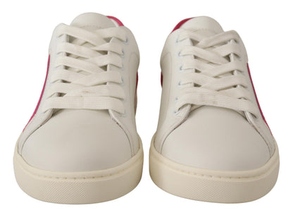 Zapatillas bajas de mujer de piel blanca y rosa Dolce & Gabbana