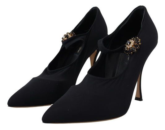 Zapatos de tacón Dolce & Gabbana negros con elástico y cristales