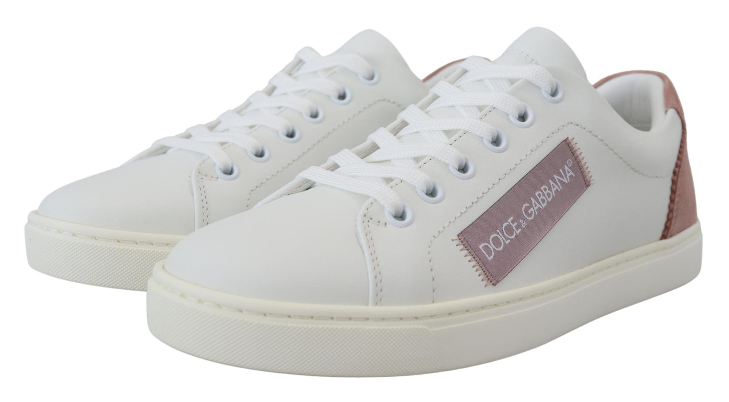 Zapatillas Bajas Dolce & Gabbana de Cuero Blanco y Rosa