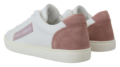 Zapatillas Bajas Dolce & Gabbana de Cuero Blanco y Rosa