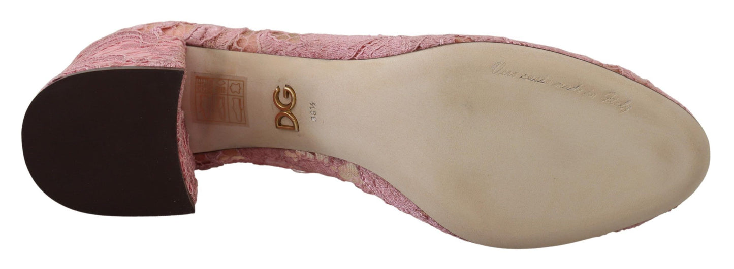 Zapatos de tacón Dolce & Gabbana de encaje Taormina rosa con cristales