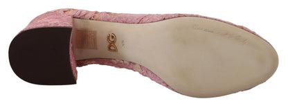 Zapatos de tacón Dolce & Gabbana de encaje Taormina rosa con cristales
