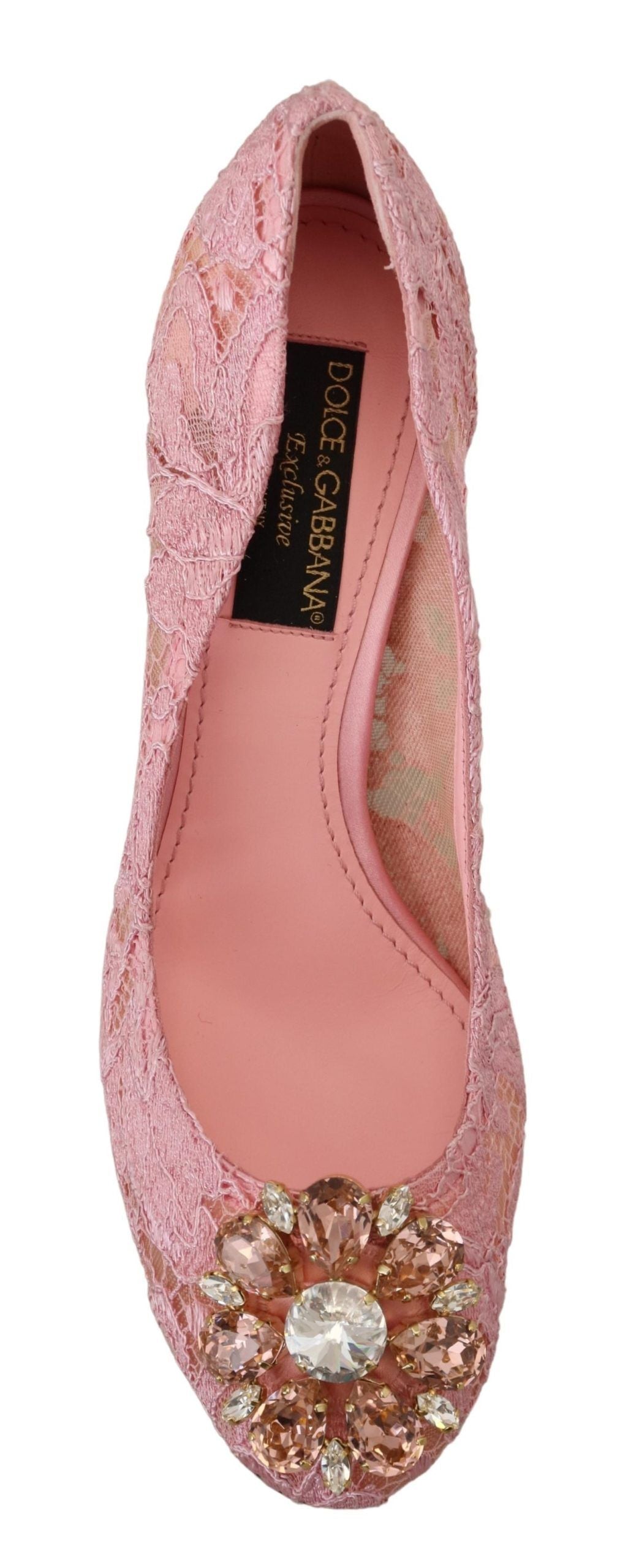 Zapatos de tacón Dolce & Gabbana de encaje Taormina rosa con cristales