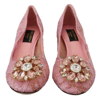 Zapatos de tacón Dolce & Gabbana de encaje Taormina rosa con cristales