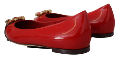 Zapatos planos Dolce & Gabbana de cuero rojo con cristales