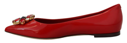 Zapatos planos Dolce & Gabbana de cuero rojo con cristales