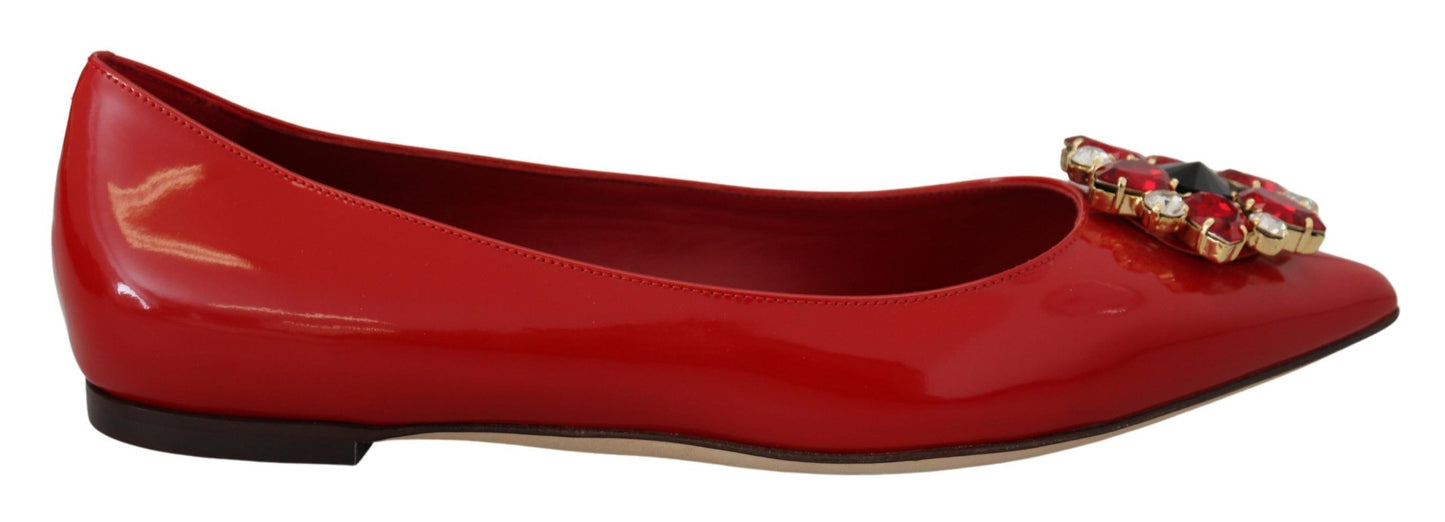 Zapatos planos Dolce & Gabbana de cuero rojo con cristales