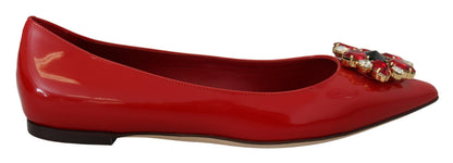Zapatos planos Dolce & Gabbana de cuero rojo con cristales
