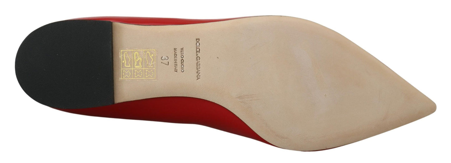 Zapatos planos Dolce & Gabbana de cuero rojo con cristales