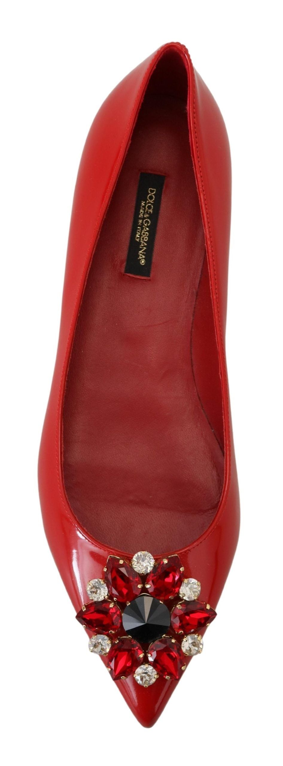 Zapatos planos Dolce & Gabbana de cuero rojo con cristales